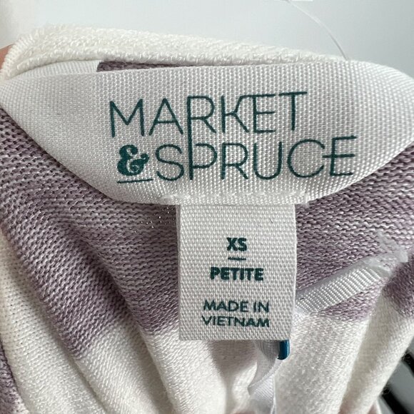 Market & Spruce Striped Short Sleeve Tee Cream Multicolor Size Petite XS NWT - Picture 7 of 9